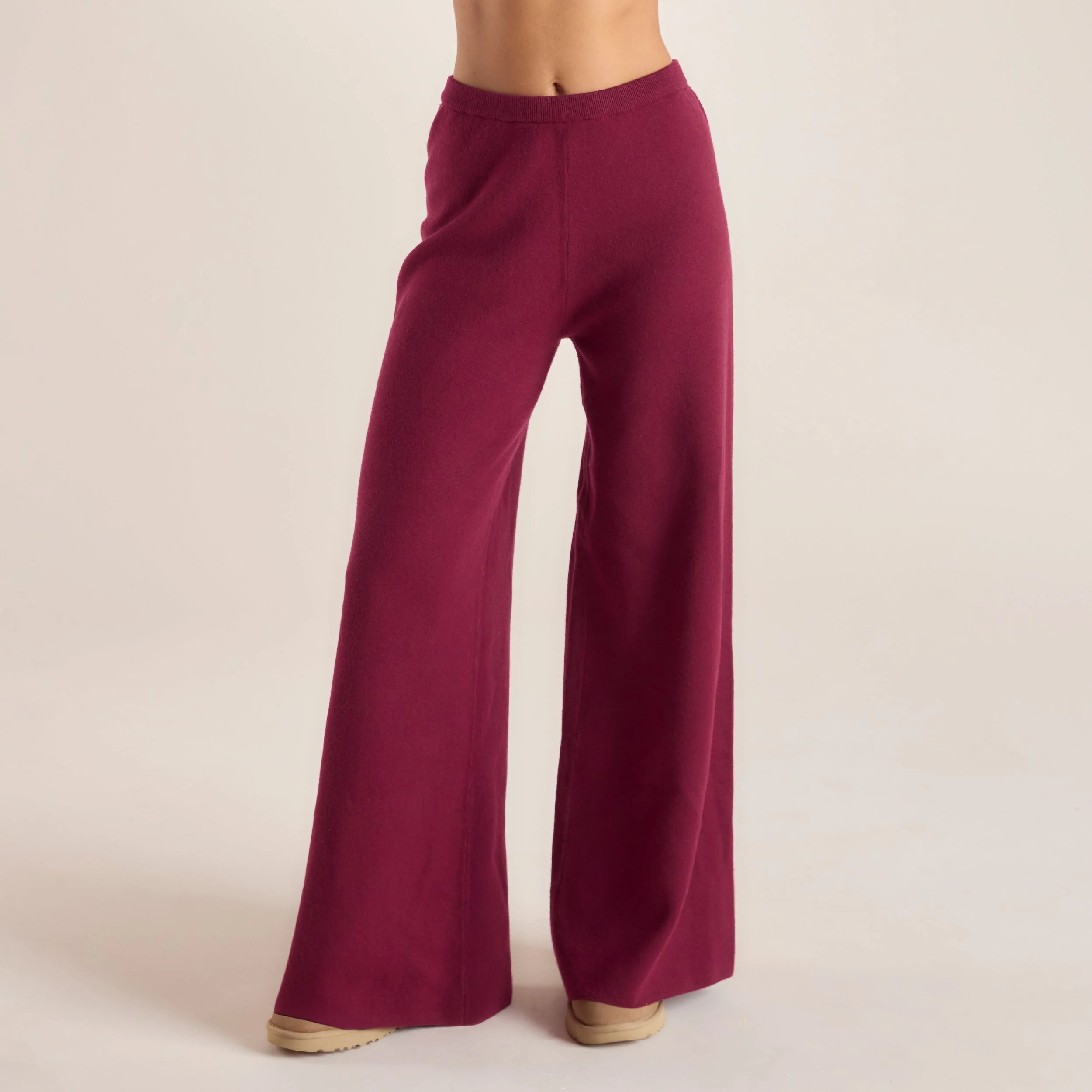Logo Knitted Trousers - Burgundy | Lounge UK