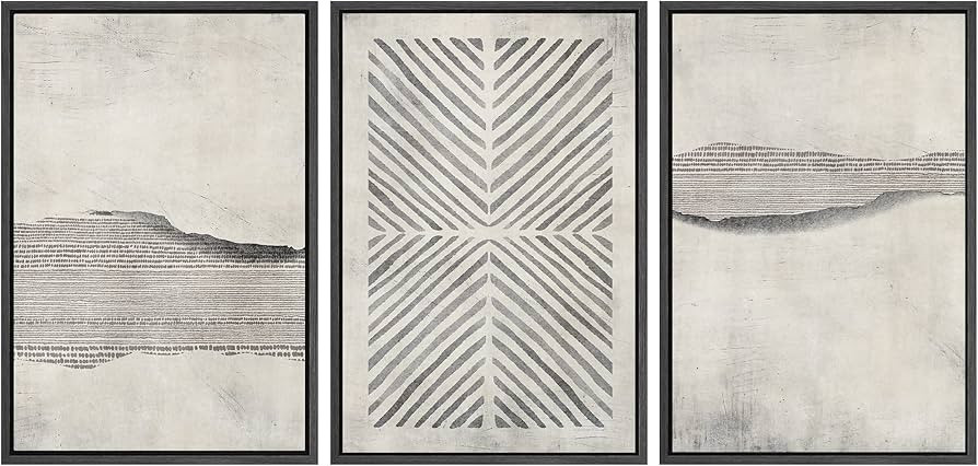 SIGNWIN Framed Canvas Print Wall Art Set Grunge Geometric Line Landscape Abstract Shapes Cozy Neu... | Amazon (US)