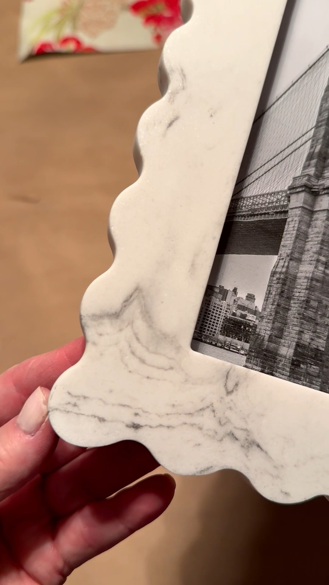 I gave my Mom this 5x7 marble-like frame for Christmas with a pic of her grandson and she couldn’t believe how pretty it is and feels ‘weighty.’ The adorable ruffled, scalloped edge gives it such a fun personality. It has an easel back for tabletop display, whether that’s horizontal or vertical. 

And if you’re a mosaic artist, this would be a fun substrate to use for your artwork. For mosaic tips, tutorials + inspiration please visit my YouTube channel: YouTube.com/julieweilbacher. Follow @julieweilbacher on Instagram for all things mosaic art.

#marbleframe #tableframe #5x7frame #grayandwhitemarble #marble #target #scallopedframe #minimalframe #modernframe #giftideas #valentinesdaygiftideas

#LTKGiftGuide #LTKFindsUnder50 #LTKHome