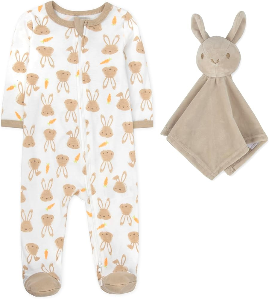 Baby Essentials Infant Boys 2 Piece Easter Bunny Onesie Footie and Matching Lovey Blanket | Amazon (US)
