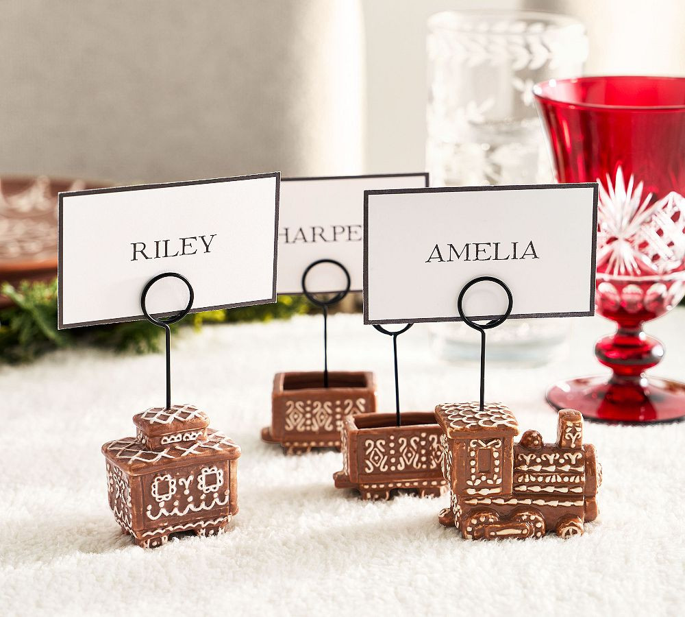 Gingerbread Train Stoneware Place Card Holders - Mixed Set of 4 | Pottery Barn (US)