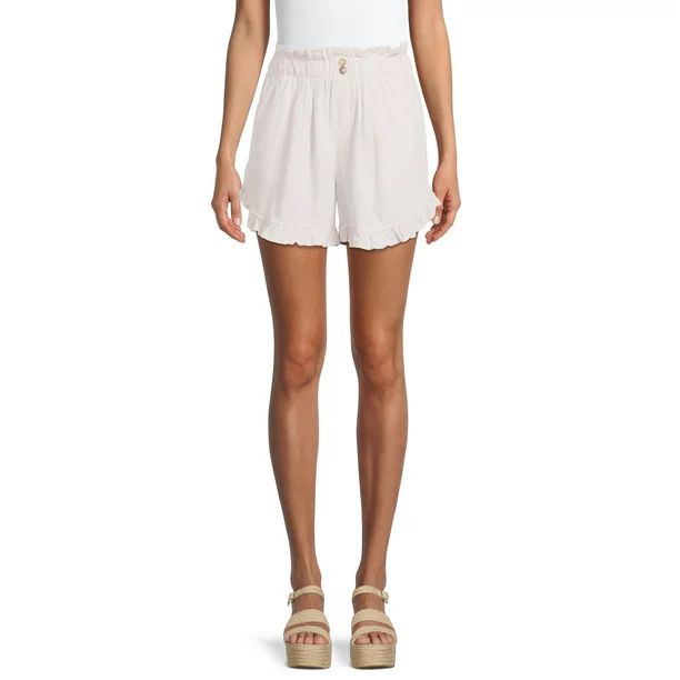 Time and Tru Women's Linen Ruffle Shorts | Walmart (US)