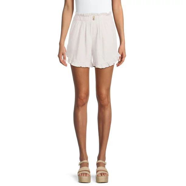 Time and Tru Women's Linen Ruffle Shorts - Walmart.com | Walmart (US)