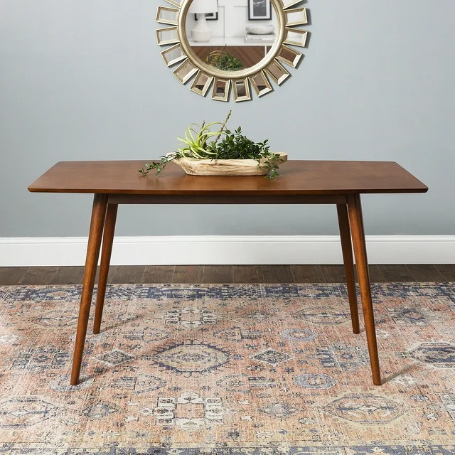 Walker Edison Banks Mid Century Tapered Leg Wood Dining Table, Acorn | Walmart (US)