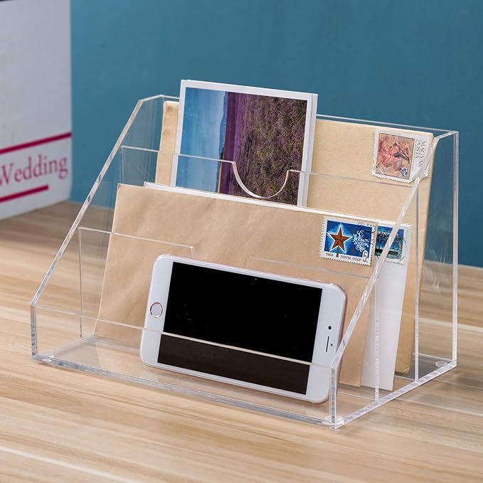 MyGift 3-Slot Clear Acrylic Tabletop Mail Sorter & Desktop Organizer | Amazon (US)
