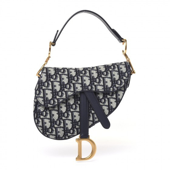 CHRISTIAN DIOR Oblique Mini Saddle Bag Blue | Fashionphile