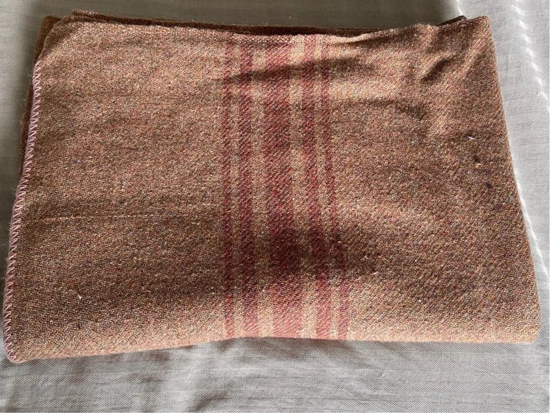 Vintage 100% Wool Blanket Brown/dark Brown - Etsy Canada | Etsy (CAD)