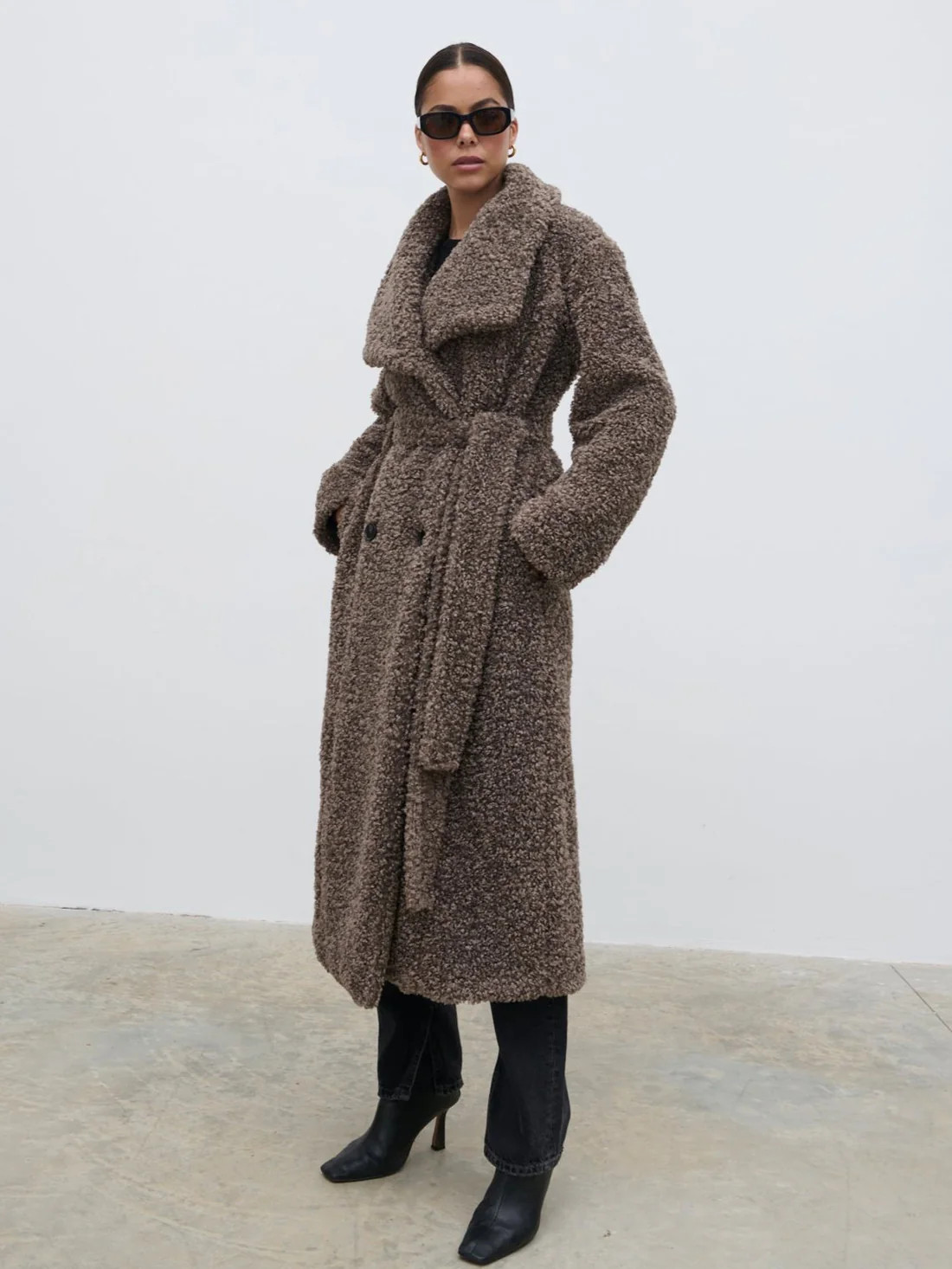 Mahli Shaggy Texture Robe Coat | Pretty Lavish (UK)