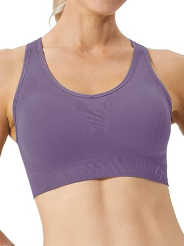 FITTIN Racerback Sports Bras for Women - Padded Seamless High Impact Support for Yoga Gym Workout Fitness Purple M | Amazon (US)