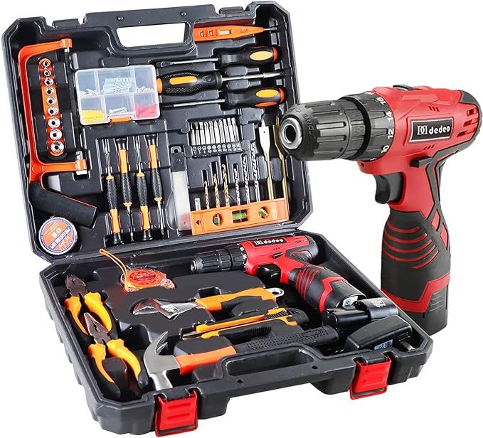Dedeo Tool Set with Drill, 108Pcs Cordless Drill Household Power Tools Set with 16.8V Lithium Dri... | Amazon (US)