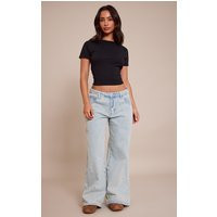 Petite Vintage Bleach Wash Low Rise Boyfriend Jeans | PrettyLittleThing UK
