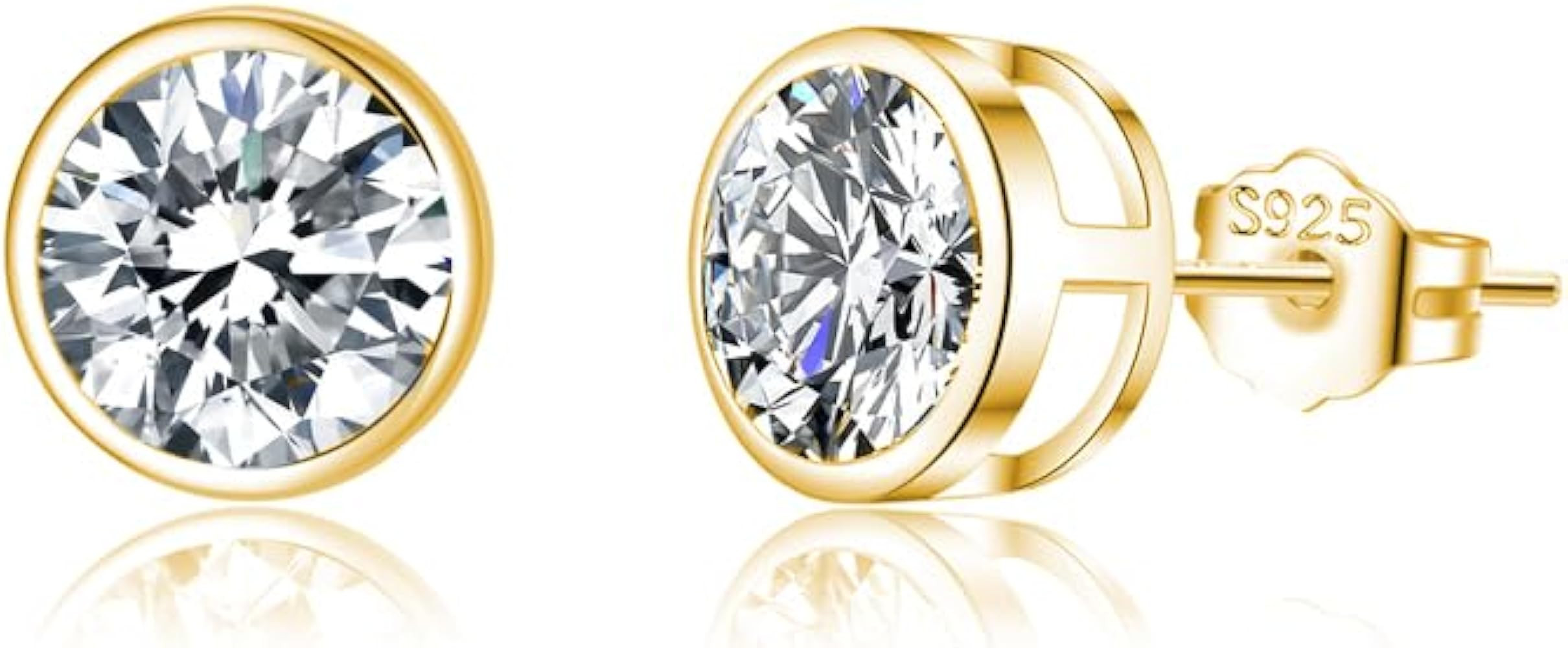 SLUYNZ Sterling Silver Round Simulated Diamond Stud Earrings for Women Teen Girls Round CZ Stud E... | Amazon (CA)