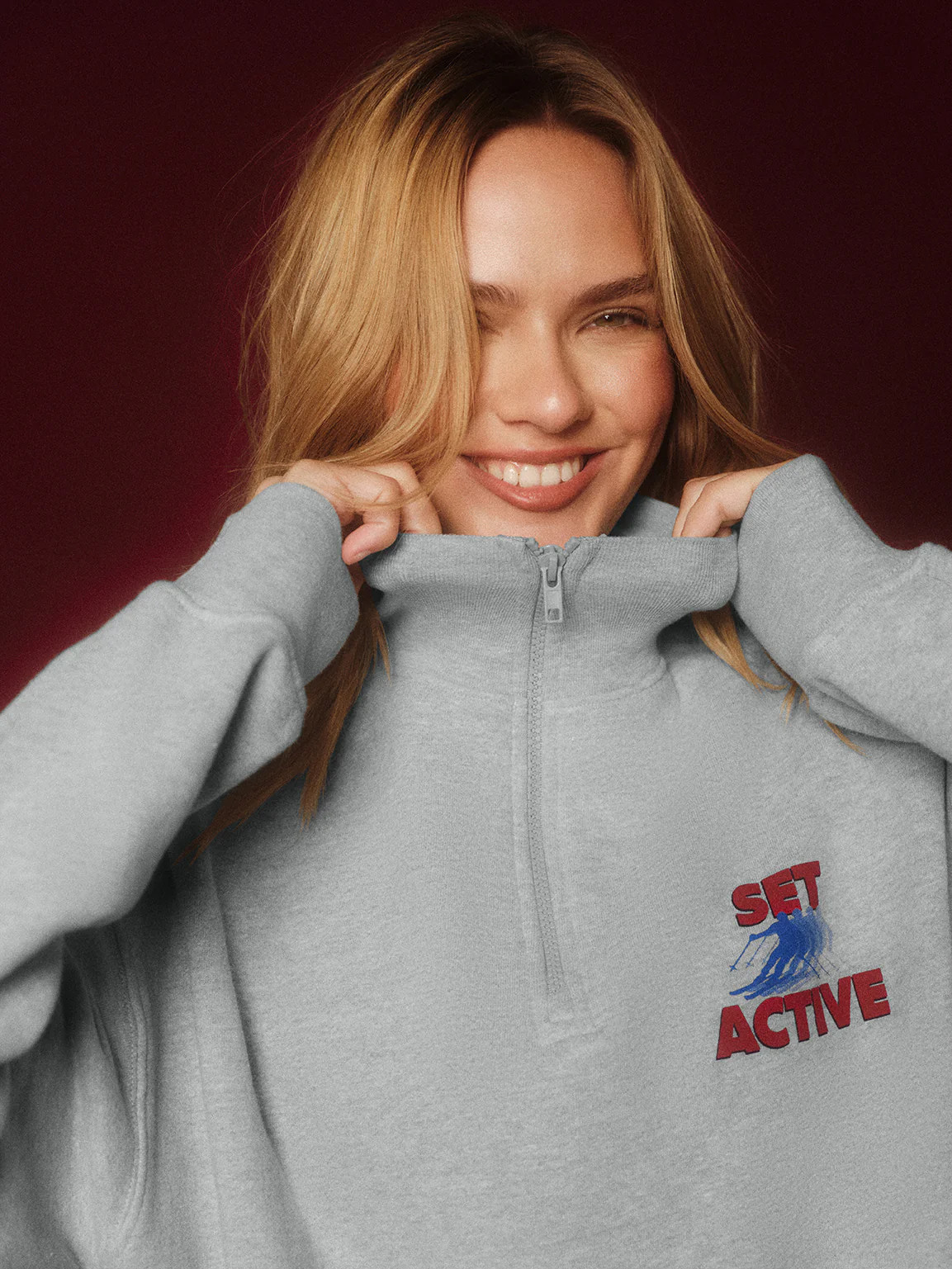 MIDWEIGHT SWEATS STAPLE QUARTER ZIP SWEATSHIRT - IRON HEATHER GREY | SET Active