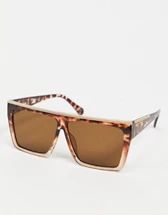 Quay Australia Hindsight visor sunglasses in brown tort with mirrored lens | ASOS (Global)