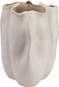 Bloomingville Decorative Organically Shaped Stoneware Vase, Matte Cream | Amazon (US)