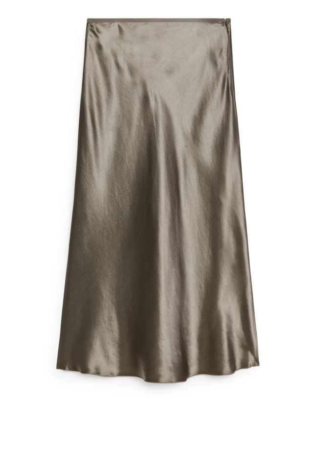 Bias-Cut Satin Skirt - Mole - Ladies | H&M GB | H&M (UK, MY, IN, SG, PH, TW, HK)