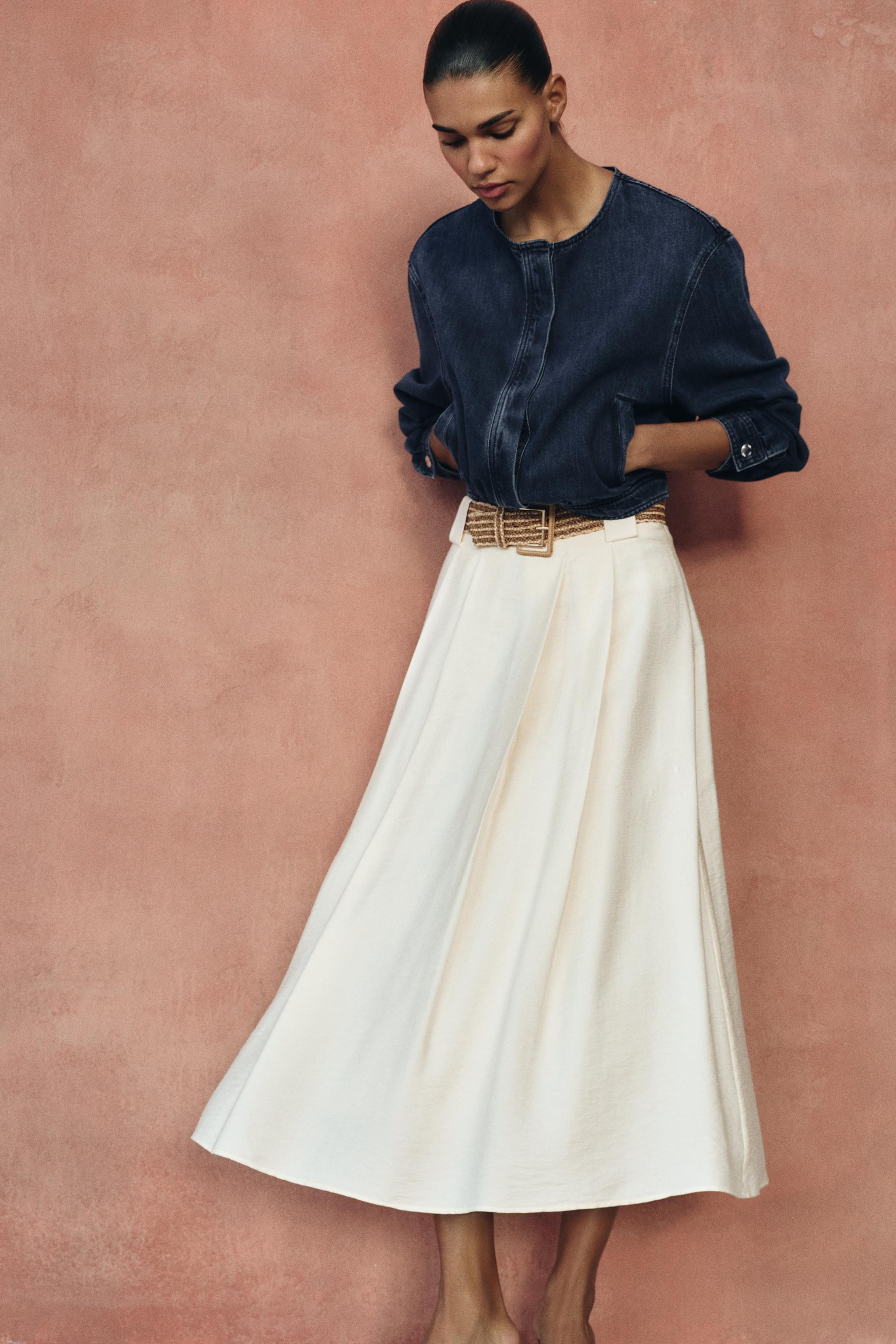 BRAIDED BELT MIDI SKIRT | Zara UK