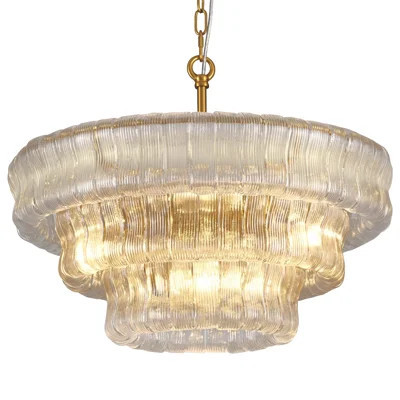 24" / 36" Modern Luxury Round Brass Chandelier Tiered Clear Glass Pendant Lights | Wayfair North America