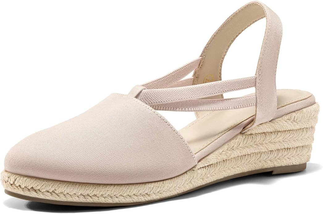Coutgo Women's Platform Wedge Espadrille Sandals Slingback Slip on Closed Toe Strap Shoes | Amazon (US)