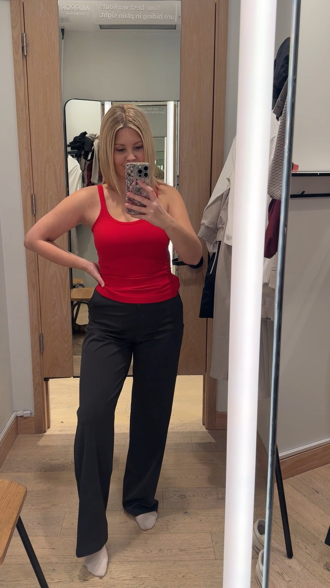 Trying on these trouser style pants in this charcoal gray color. I am honestly obsessed with these 🤍

This is my first time trying this style, and I didn’t expect to love them this much. They are super flattering and feel more like a comfortable athletic material rather than a traditional dress pant, which makes them easy to dress up or wear casually.

I’m wearing a size small in the 29.5 inch inseam. For reference, I’m 5’3”, and they are a bit long on me, but they sit much better with shoes. If you’re petite, just keep that in mind for length.

I paired them with the scoop neck tank in a size 6, true to size. I’m normally a size 4 to 6 in tops, and this fit perfectly. It does not have a built in bra, which makes it really versatile. You can wear it for workouts or styled casually with everyday outfits.

trouser pants women
athletic trousers
wide leg trousers
charcoal gray pants
petite friendly pants
high waisted trousers
casual work outfits
everyday outfits
athleisure outfits
comfortable work pants
wide leg pants outfit
casual elevated outfits
scoop neck tank top
athletic tank top women
activewear outfits
comfortable everyday outfits
casual winter outfits
winter outfit ideas
casual spring outfits
spring outfit ideas
fall winter outfits
neutral winter outfits
petite winter outfits
petite spring outfits


#LTKwinter #LTKpetite #LTKcanada