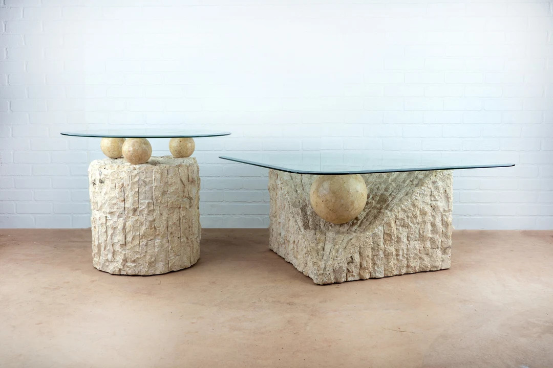 Postmodern Tessellated Stone Coffee & Side Tables (Set) | Etsy (US)