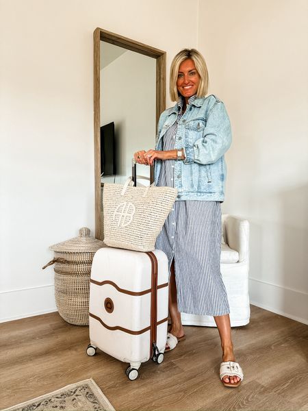 Love this travel outfit! Wore this coming home for the beach! This dress is an Amazon find & this jacket is on sale! 👏🏼 Wearing small in dress & extra small in jacket!

Loverly Grey, travel outfit ideas, Amazon finds 

#LTKItBag #LTKTravel #LTKSaleAlert