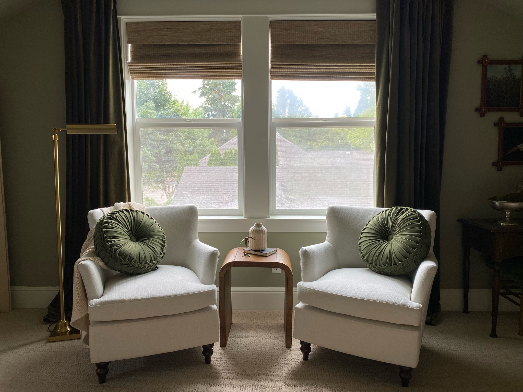 Since rearranging the bedroom I knew I needed to have two chairs in front of the window! The perfect place for conversation. I partnered with @ and found they had these beautiful white traditional chairs with curves!! I paired them with a medium tone modern shaped table and thought round velvet pillows would be the perfect touch! 

White chairs, traditional chairs, curved table, round pillows, velvet pillows, brass lamp, floor lamp 

#LTKhome
