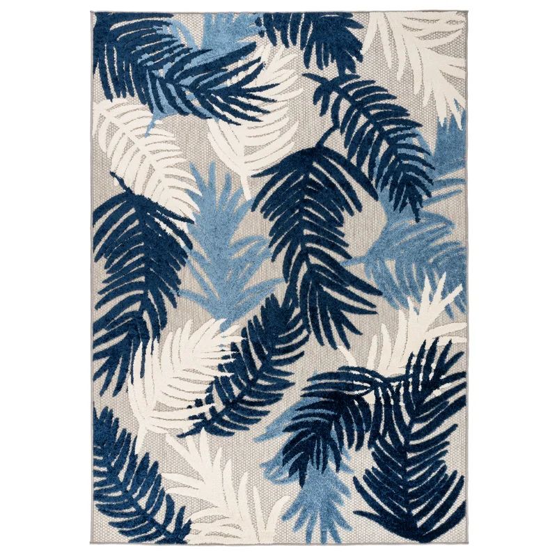 Hernandez Floral Indoor / Outdoor Area Rug in Navy/White/Blue | Wayfair North America