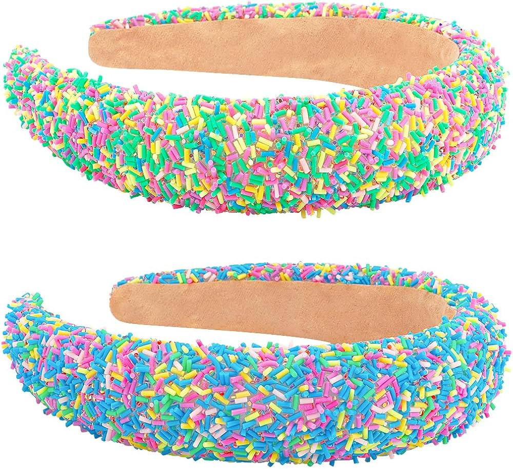 AHONEY 2 Pack Candy headband Thick Padded Headband for Women Girls, Cute Headbands Sprinkles Wide... | Amazon (US)