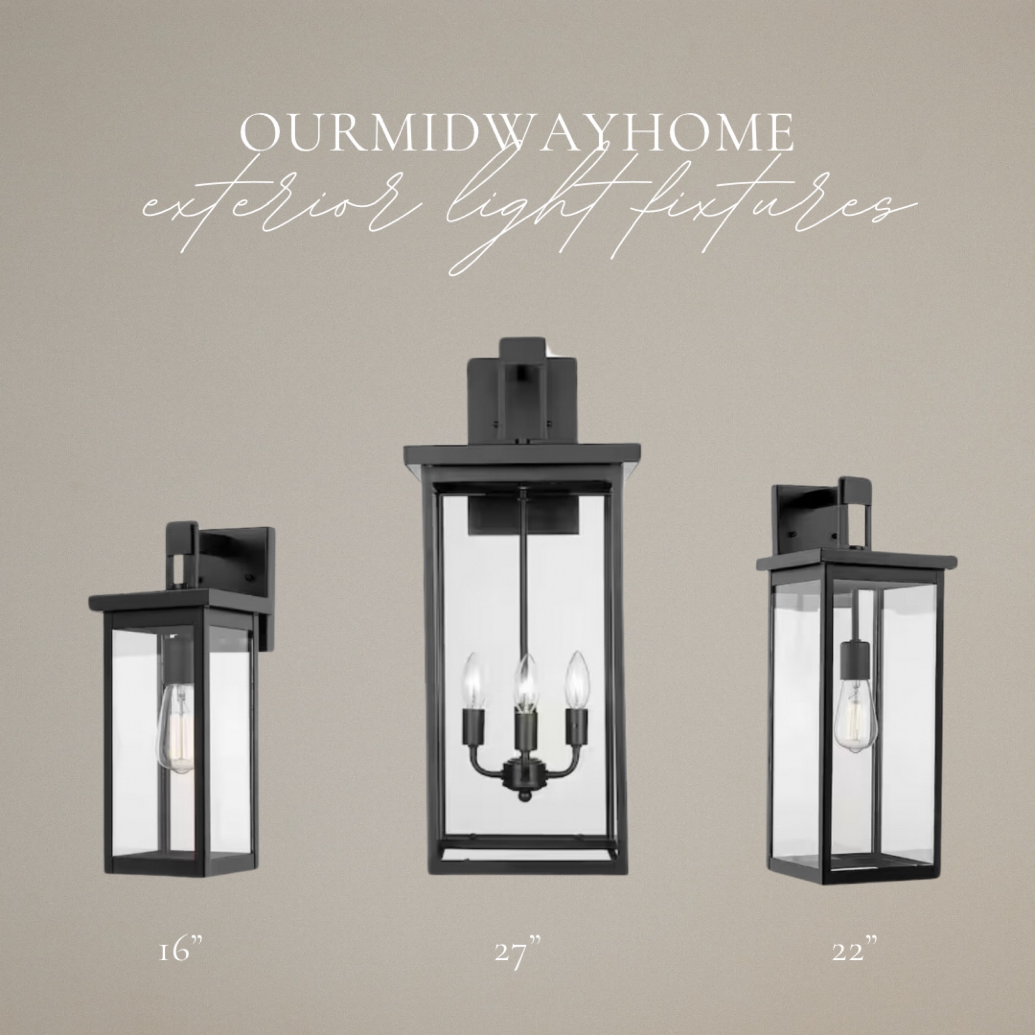 Our exterior light fixtures we love! We have the 27 inch on our front porch on either side of our double doors 🖤

#lightfixtures #exteriorlighting #transitionallightfixtures #modernhome #homefinds #homebuildingandrenovating

#LTKhome