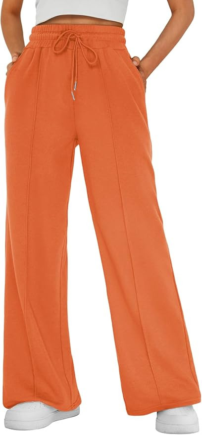 AUTOMET Womens Wide Leg Sweatpants High Waisted Baggy Pants Drawstring Athletic Joggers | Amazon (US)