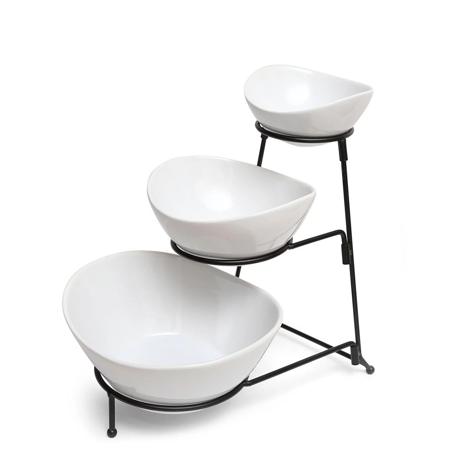 Gibson Elite Gracious Dining 3 Tier Bowl Server Set with Metal Stand in White | Walmart (US)