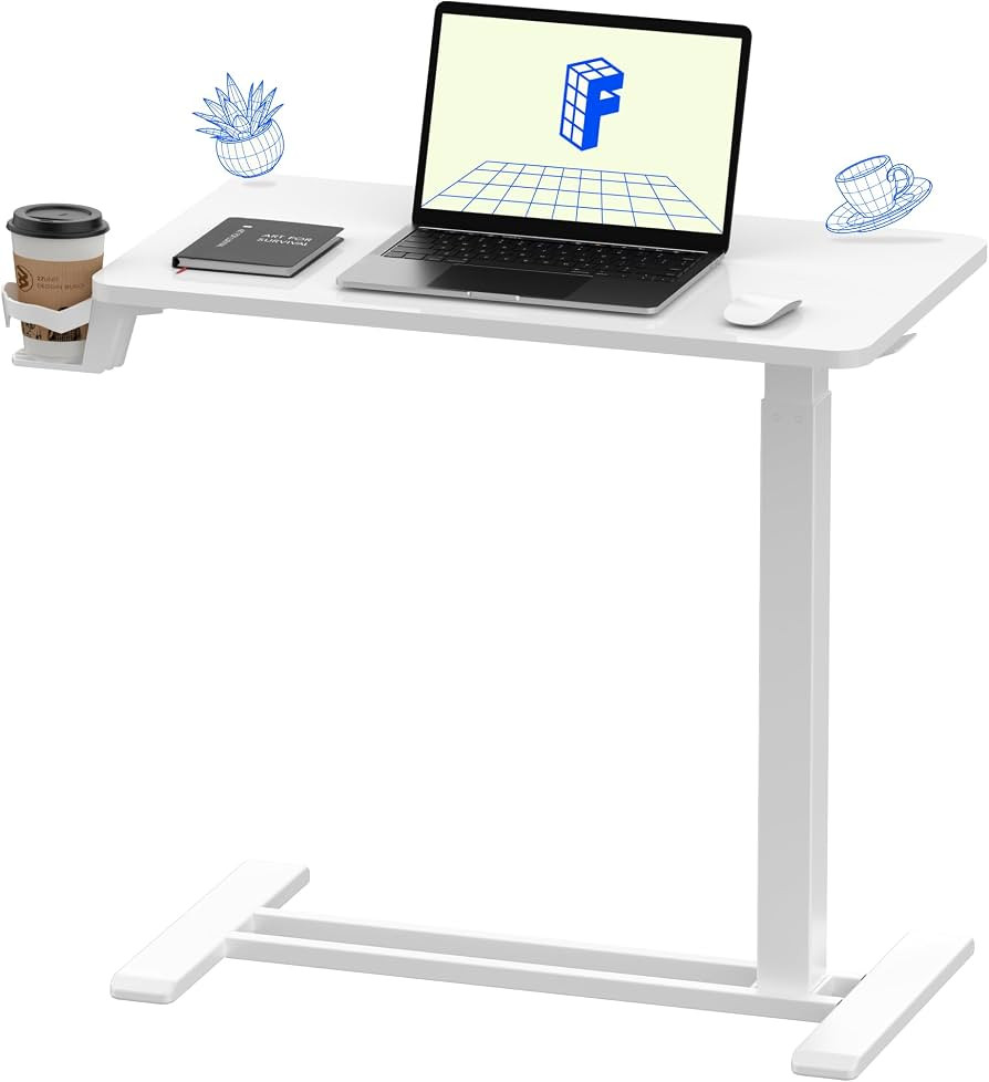 FLEXISPOT H7 28" Pneumatic Height-Adjustable Overbed Table with Wheels     C-shaped bedside table... | Amazon (US)