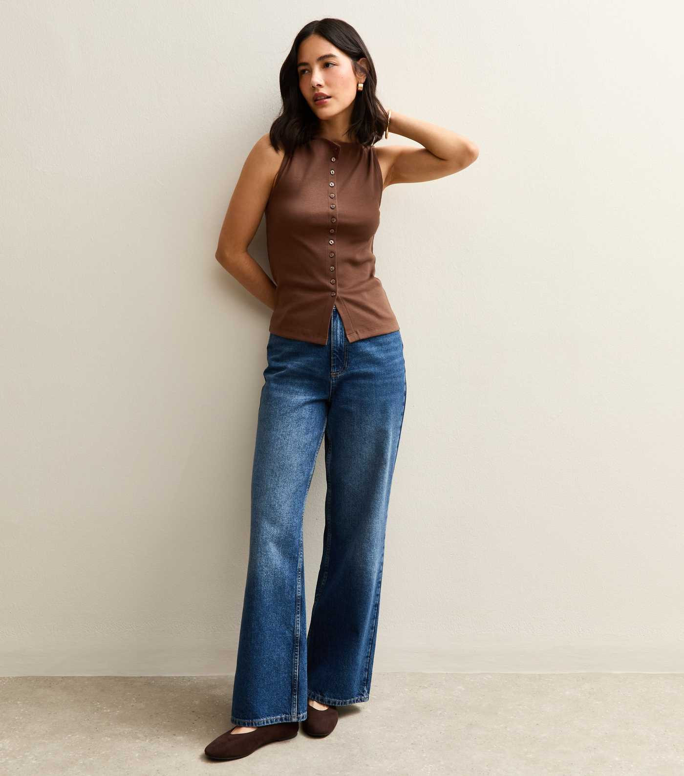 Brown Button Through Tank Top | New Look | New Look (UK)