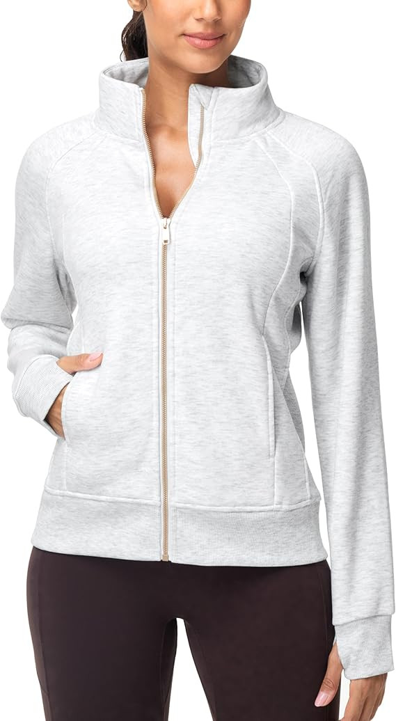 THE GYM PEOPLE Women's Full Zip Up Workout Sweatshirts Fleece Stand Collar Fall Jackets with Pock... | Amazon (US)