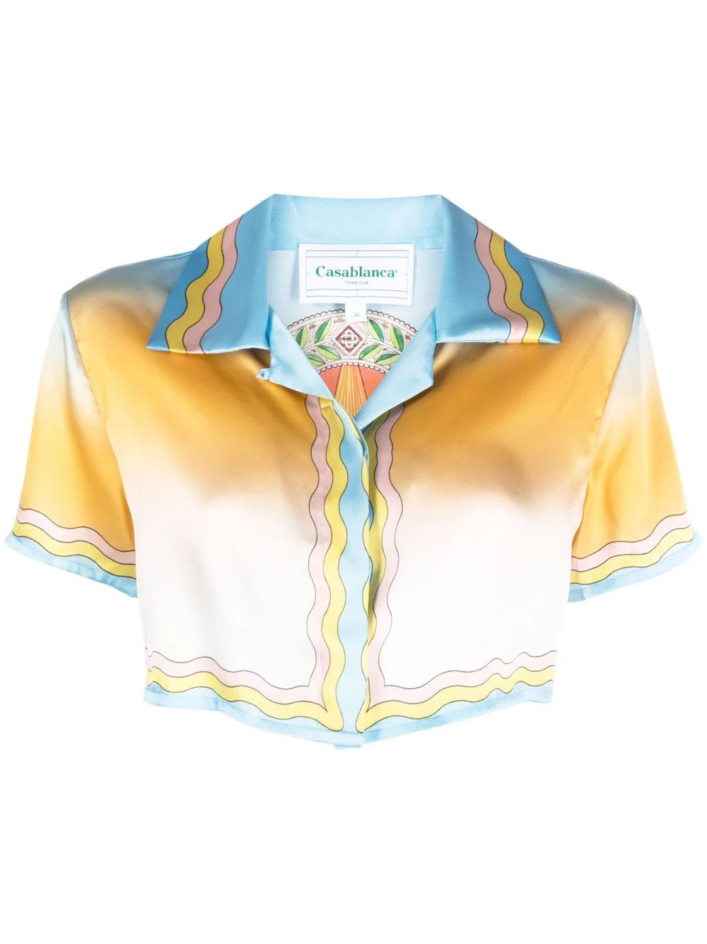 Casablanca Futuro Optimisto Cropped Shirt - Farfetch | Farfetch Global