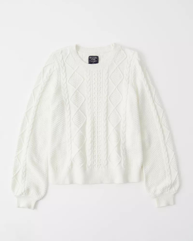 Cable Knit Puff Sleeve Sweater | Abercrombie & Fitch US & UK