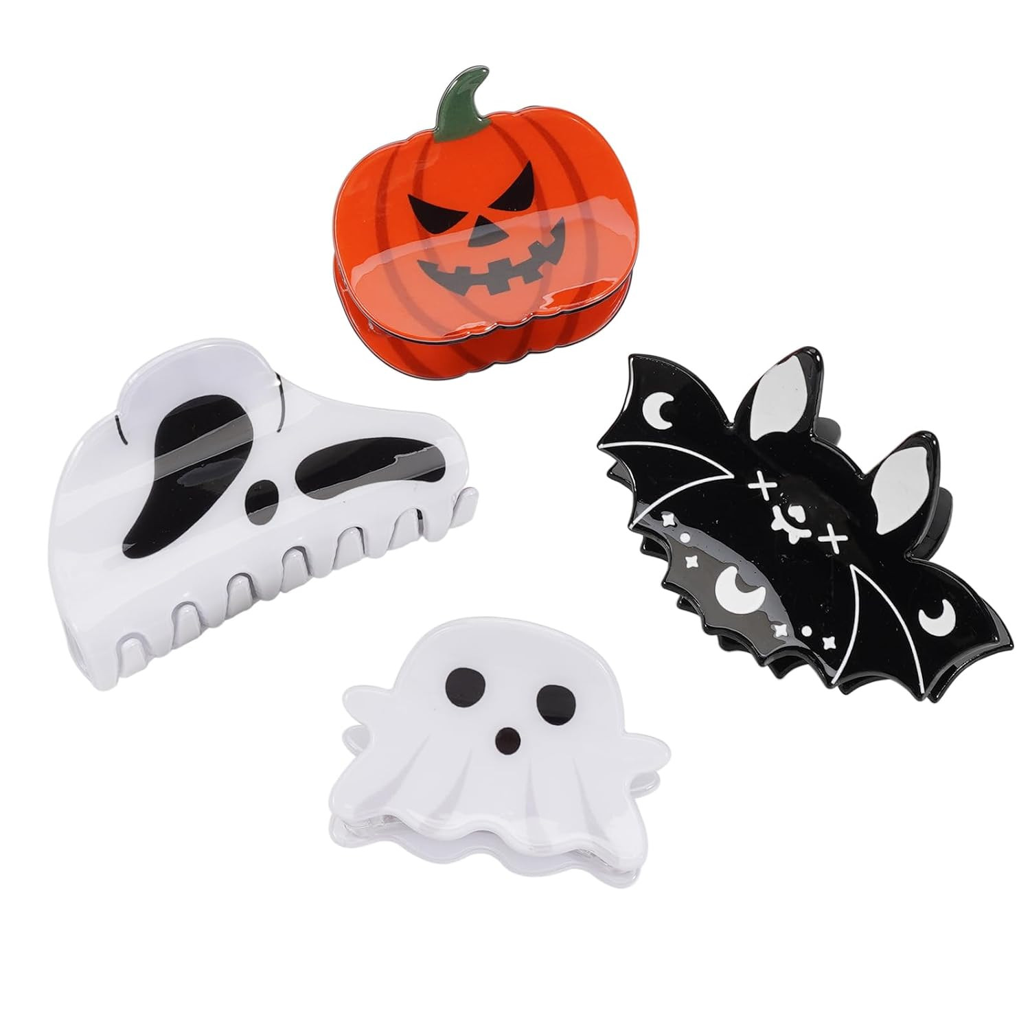 4pcs Pumpkin and Ghost Hair Claw Clips, Halloween Hair Jaw Clips, Cosplay Party Theme Styling Hai... | Amazon (US)
