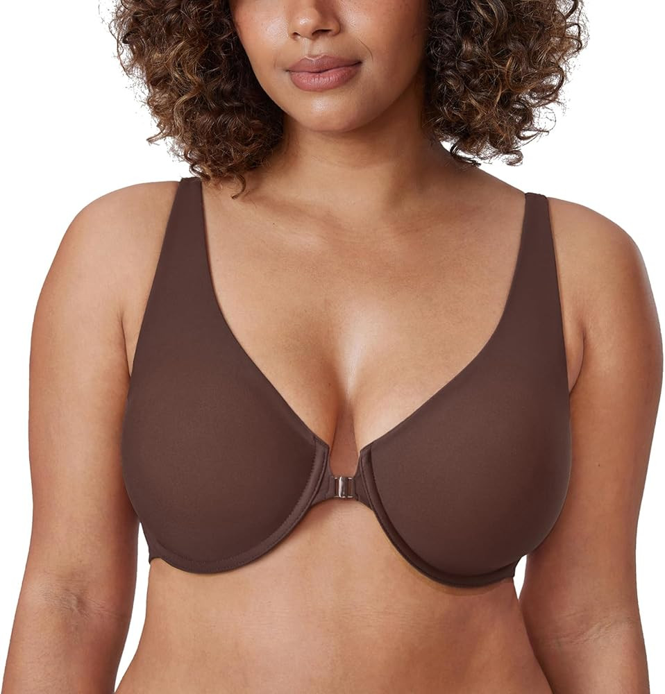 DELIMIRA Women's Front Closure Bras Seamless Plus Size Plunge Underwire Unlined Comfortable Bra | Amazon (CA)
