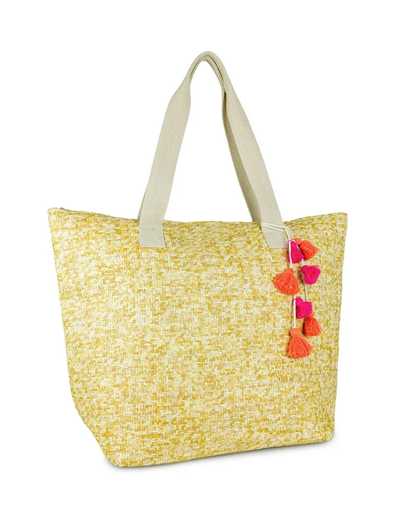 Magid Women's Insulated Beach Tote Bag with Tassel and Flat Handle | Walmart (US)