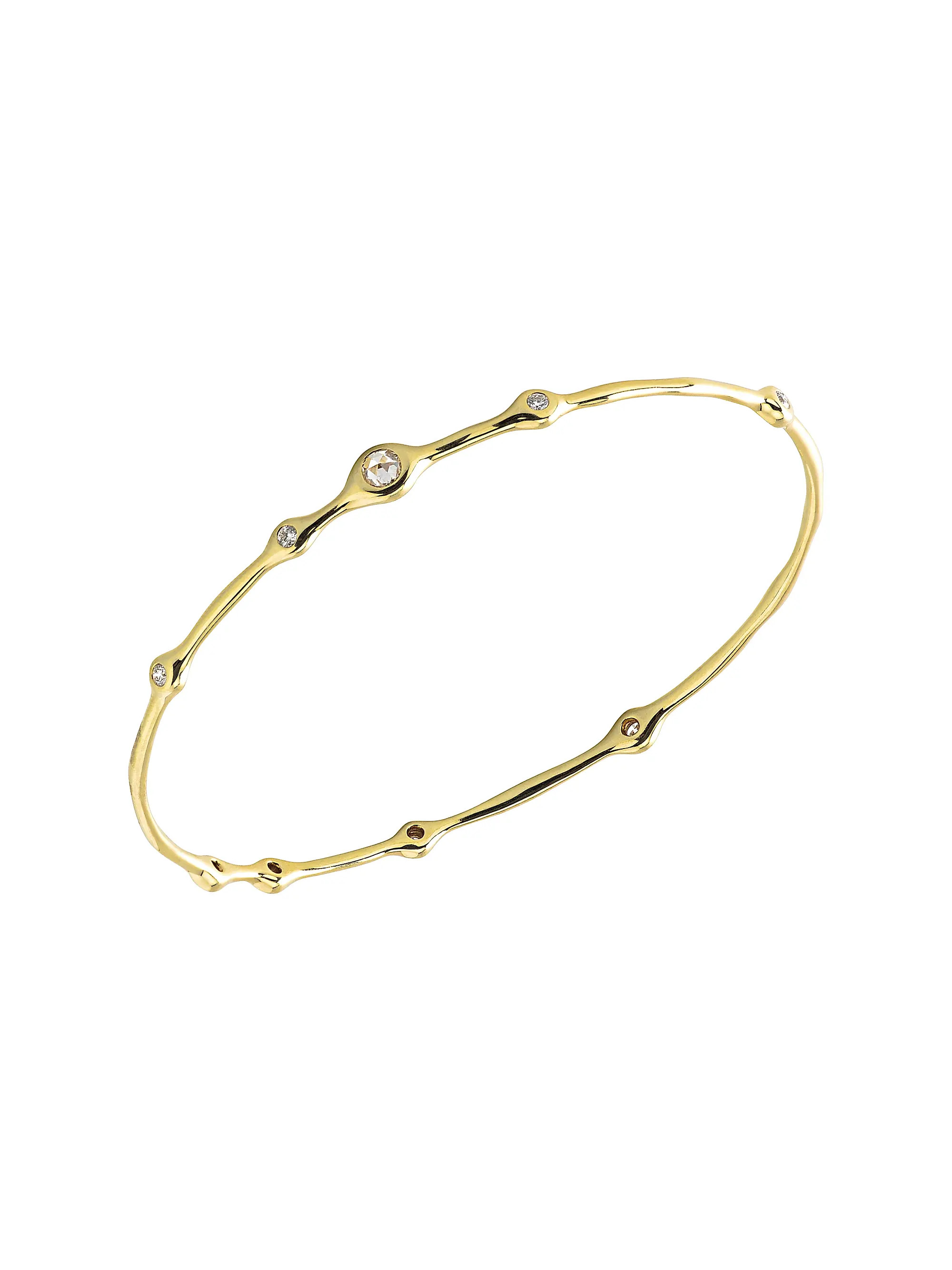 Stardust 18K Yellow Gold & 9-Diamond Bangle Bracelet | Saks Fifth Avenue