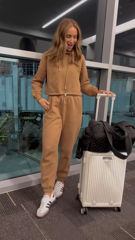 Travel outfit, s in lounge set, amazon fashion, Weekender bag from Walmart 