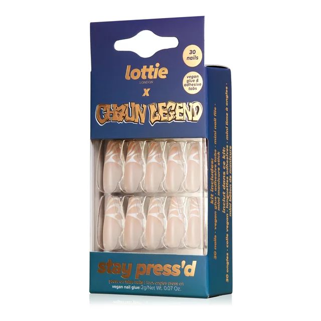 Lottie London x Chaun Legend Stay Press'd, Press On Nail Set, French Twist, 30 Coffin Shape Nails... | Walmart (US)