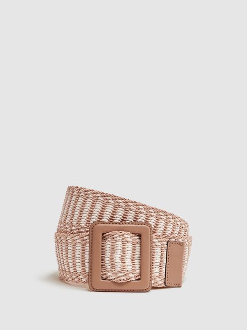 Raffia Buckled Belt | Reiss UK