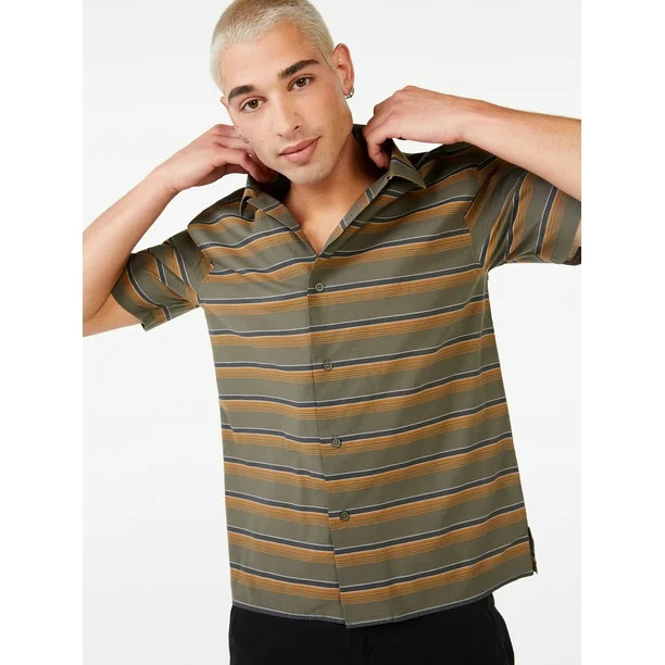 Free Assembly Men's Short Sleeve Camp Shirt - Walmart.com | Walmart (US)