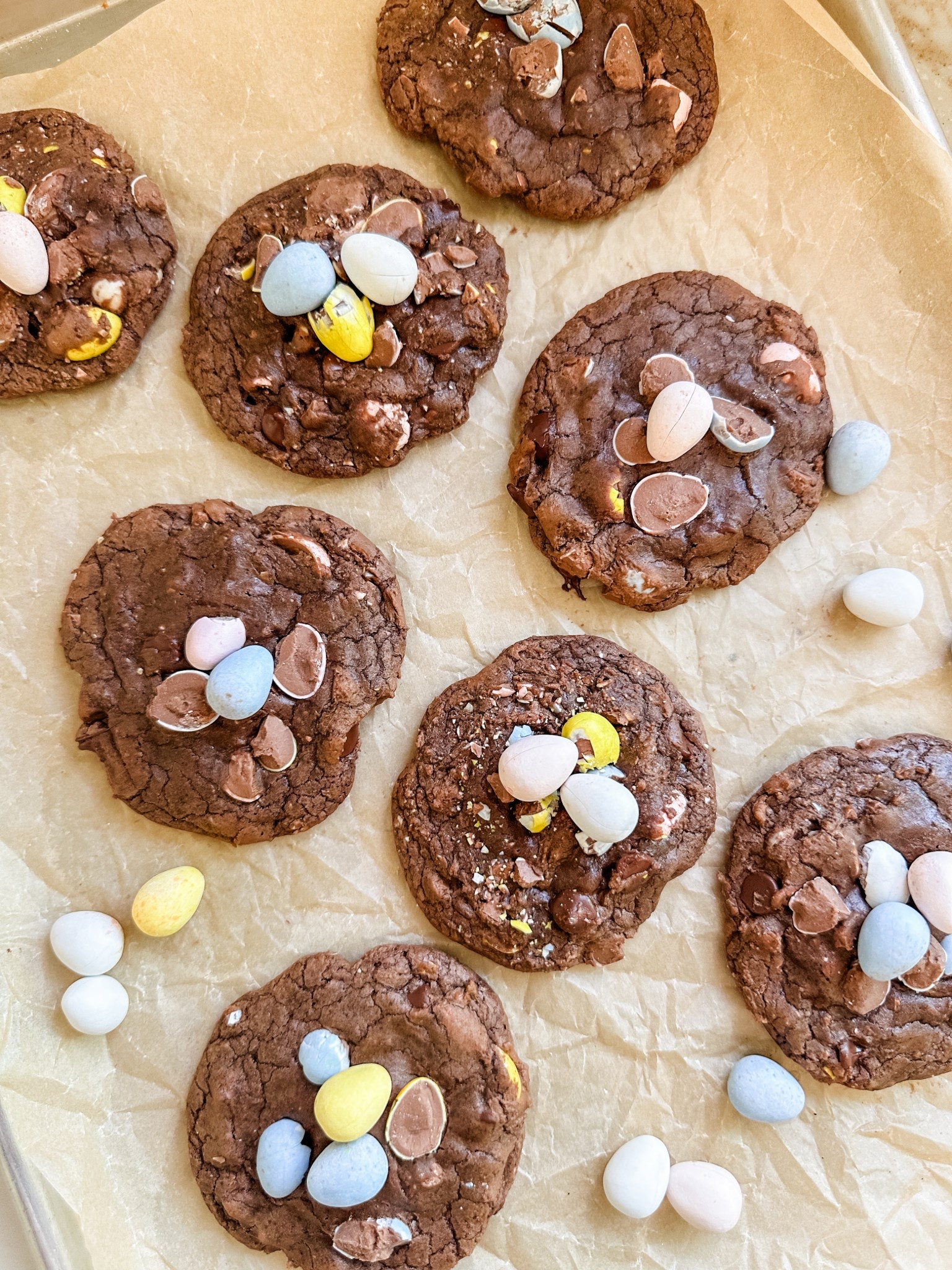 Everything you need to make Brownie Mix Cadbury Egg Cookies! 🍪