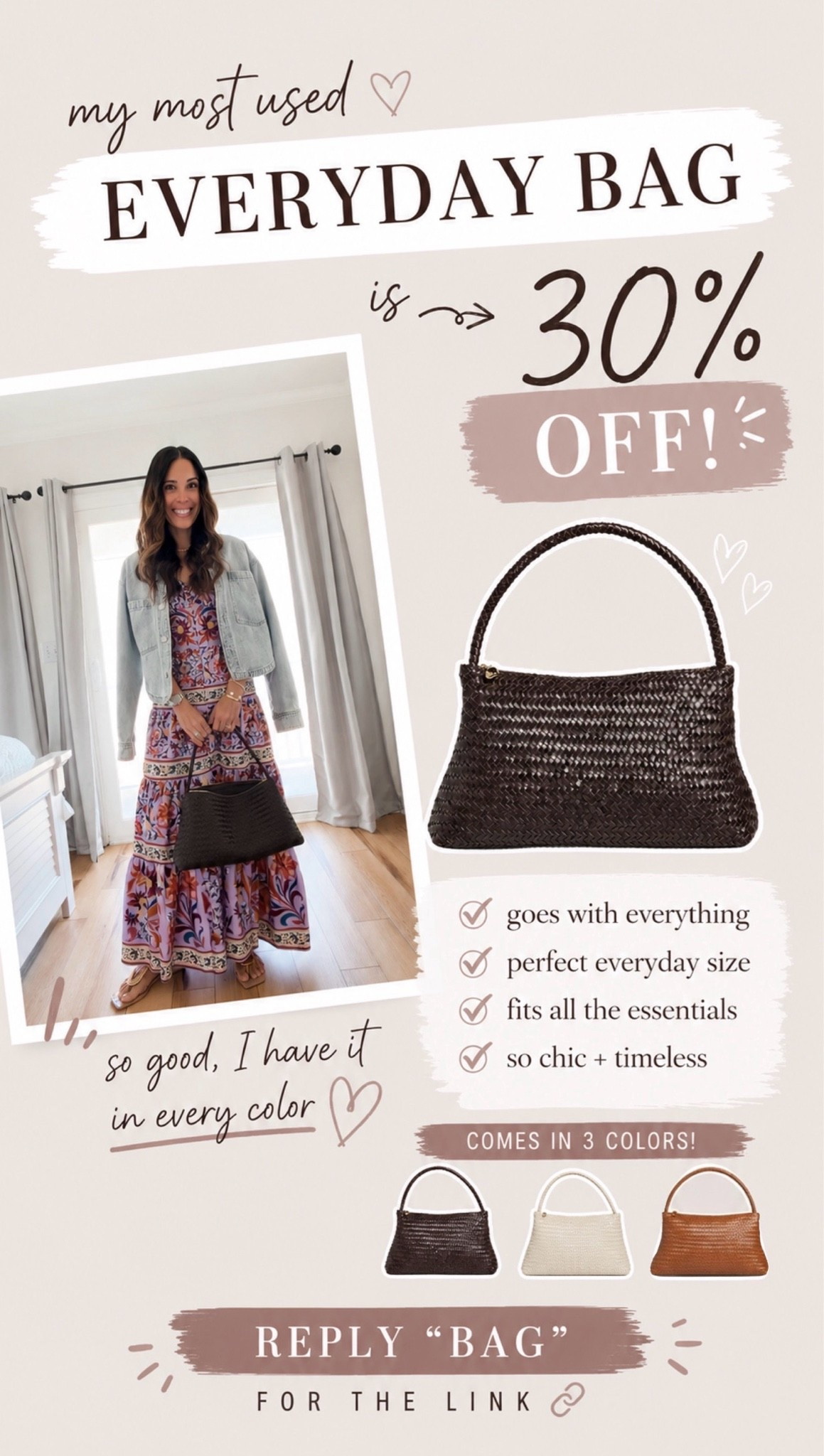 My most-used everyday bag is finally on sale 🙌🏻🤎

It seriously goes with everything, fits all of my daily essentials, and somehow makes every outfit look a little more put together. It’s one of those purchases I reach for over and over again.

✨ 30% off right now
👜 Comes in 3 gorgeous colors

If you’ve been eyeing it, this is definitely the time to grab one! 🤍

#LTKSaleAlert #LTKOver40 #LTKSeasonal