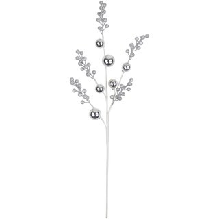 Northlight 29" Silver Glitter Berries with Ornaments Christmas Spray | Michaels Stores