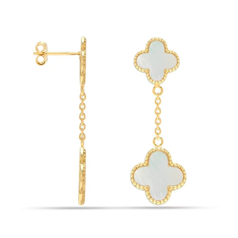 LeCalla 18K Gold-Plated Mother of Pearl Post Clover Flower Drop Dangle Stud Earrings for Women an... | Walmart (US)