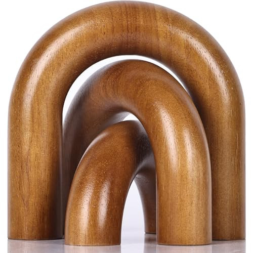 3Pcs Wood Arch Decorative Objects - Coffee Table Decor, Aesthetic Arch Design Shelf Decor, Neutral Home Decor Accents, Modern Minimalist Bookshelf Decor, Boho Decor for Living Room Entryway,Brown | Amazon (US)